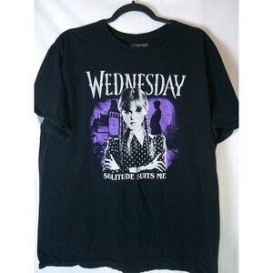 Wednesday Addams T Shirt Solitude Suits Me Black Graphic Tee Size 2XL